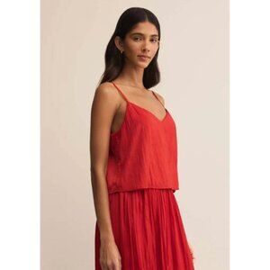 NEW Z SUPPLY fiore satin crop tank in cabana red